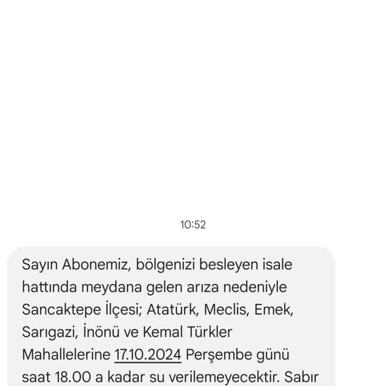 Su Kesintisi Bildiriminde Zamanlama Sorunu