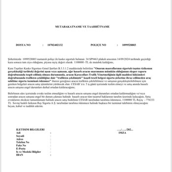 Eksik Kasko Ödemesi Ve İletişim Sorunları
