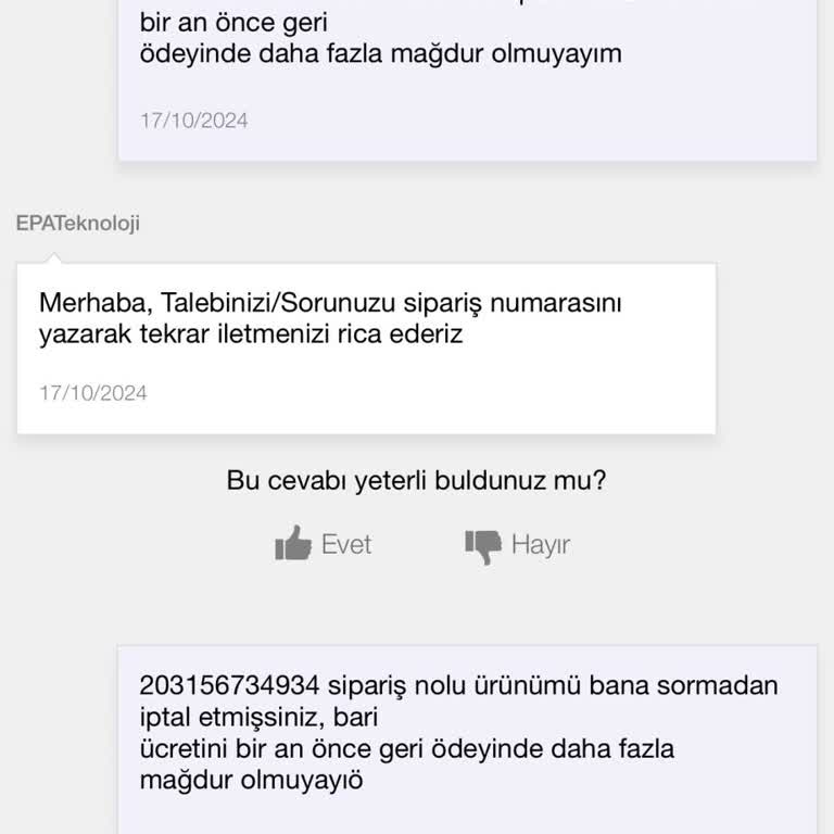 Teslim Edilmeyen Ürün Ve İade Sorunu