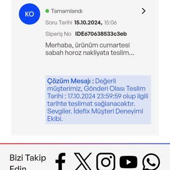 İdefix Siparişimde Teslimat Sorunu Ve Yanıltıcı Bilgilendirme
