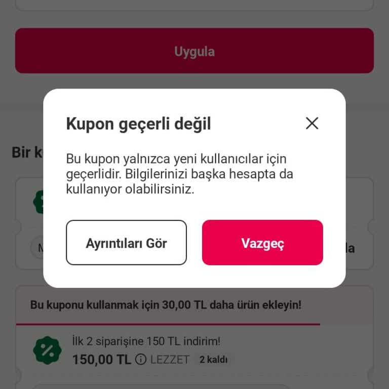 Yemeksepeti Davet İndirimi Sorunu