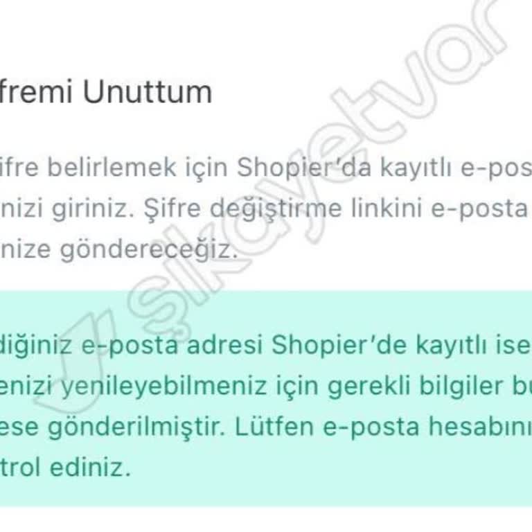 Şifre Sıfırlama Sorunu Ve Ürün İadesi Engeli
