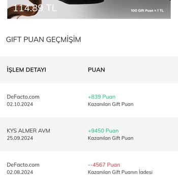 DeFacto Gift Puanları Kullanım Sorunu