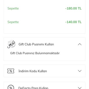 DeFacto Gift Puanları Kullanım Sorunu