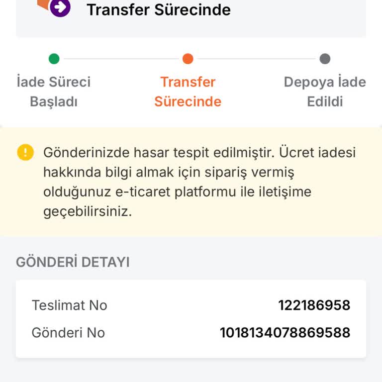 Hasarsız Ürün Geri Gönderildi