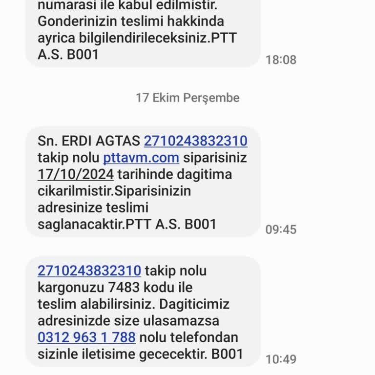 PTT Kargo Güvenlik Kodu Sorunu