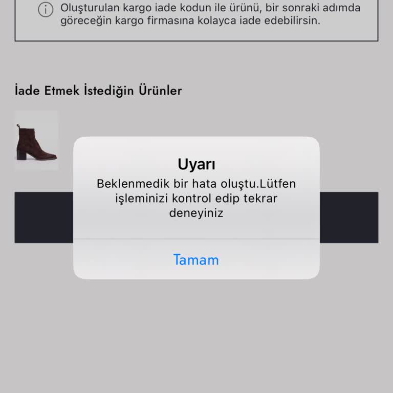 Boyner İade Sürecinde Karşılaşılan Hata