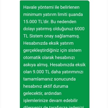 Eksik Yatırım Nedeniyle Para İadesi Sorunu