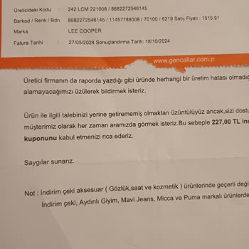 Lee Cooper Pantolonlarda Renk Solması Ve Müşteri Hizmetleri Sorunu