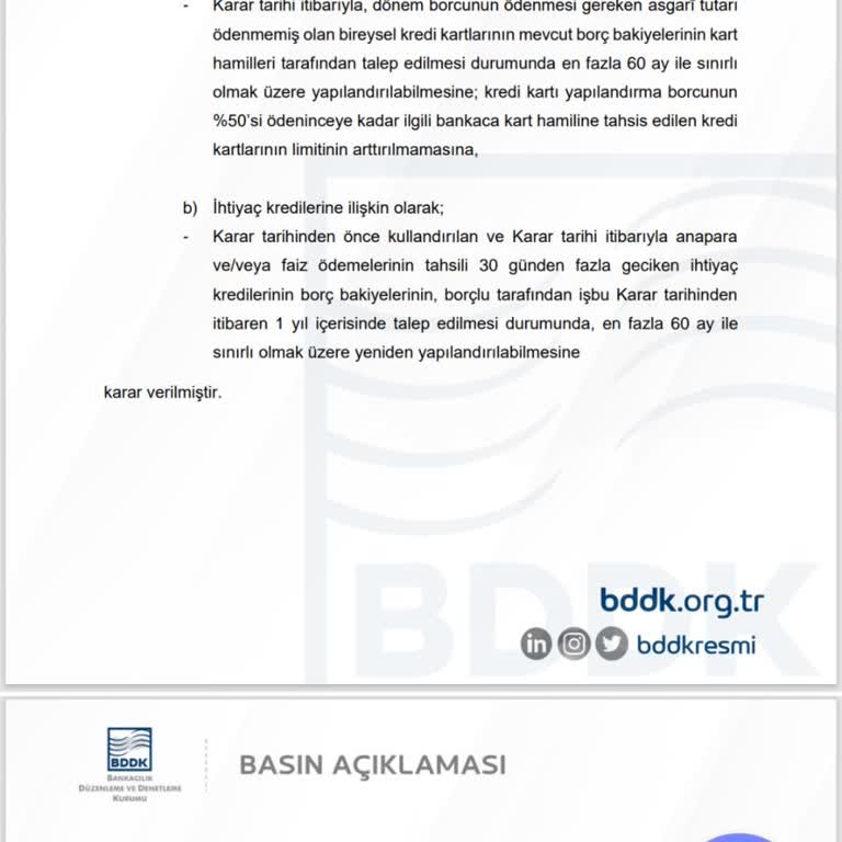 Garanti BBVA Yapılandırma Talebimi Sürekli Ertelemesi