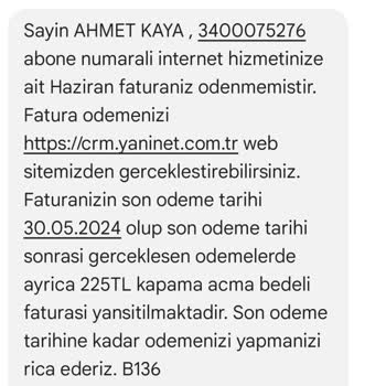 Yaninet Hizmet Kesintileri Ve Fatura Sorunları