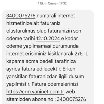 Yaninet Hizmet Kesintileri Ve Fatura Sorunları