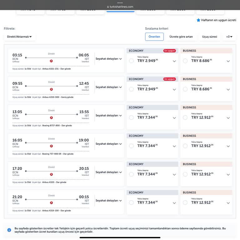 THY Bilet Fiyatlarındaki Anlamsız Dalgalanma