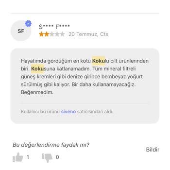 Bozuk Ürün Nedeniyle Kötü Koku Deneyimi