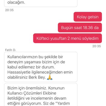 Yemeksepeti'nde Geciken Sipariş Ve İletişim Sorunu