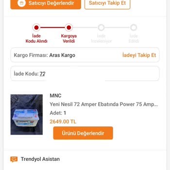 Trendyol'da Akü İadesinde Yaşanan Sorun
