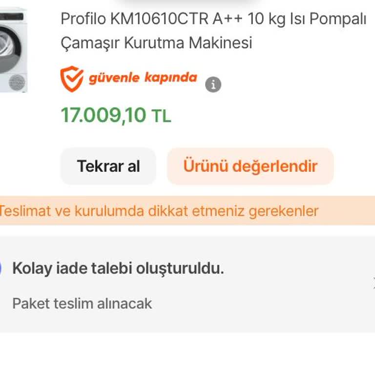Yanlış Ürün Teslimatı Ve Kayıp Kurutma Makinesi