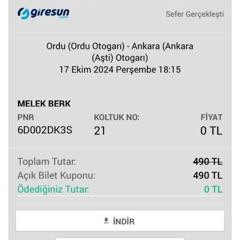 Giresun Seyahat İle 5 Saatlik Bekleyiş