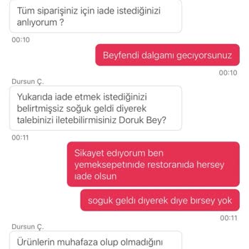 Yanlış Ve Soğuk Gelen Siparişle Mağduriyet