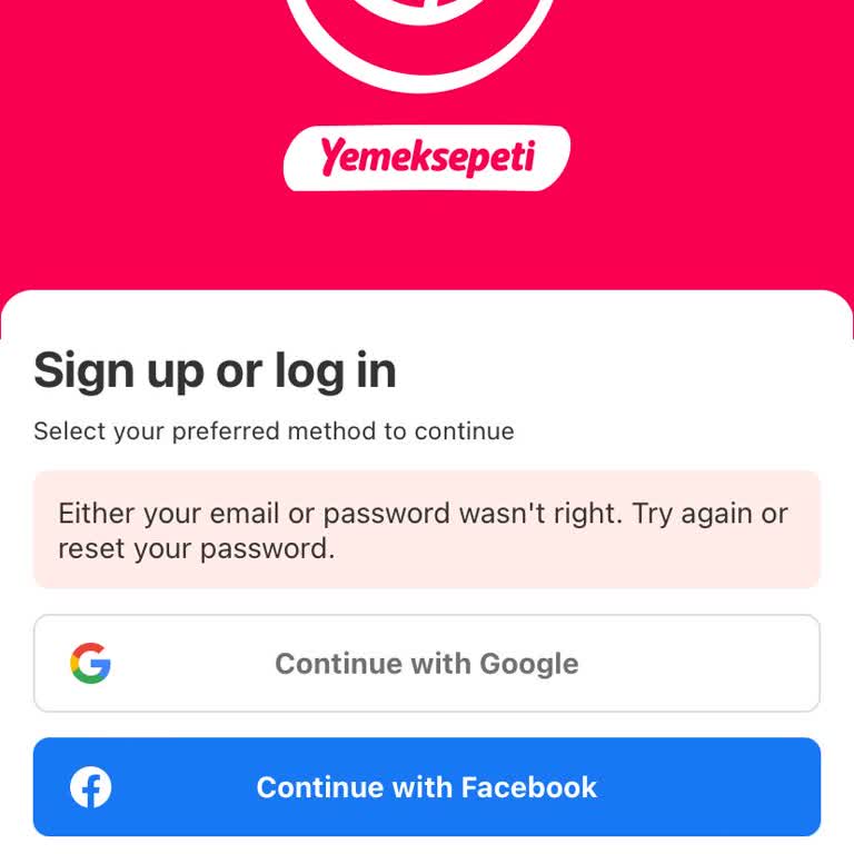 Yemeksepeti Giriş Sorunu Ve Bilgilendirme Talebi