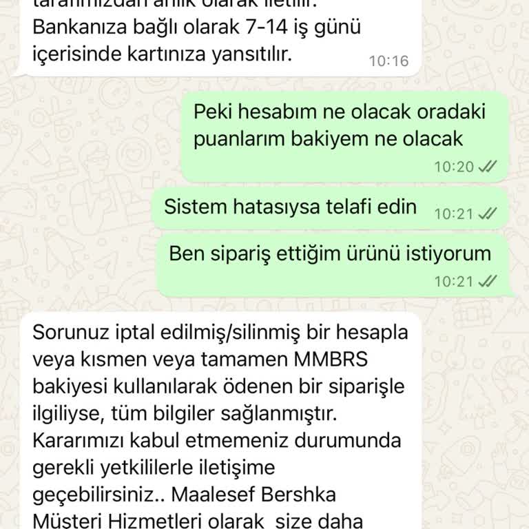 Bershka'nın Sipariş İptali Ve Hesap Sorunu