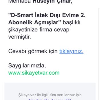 D-Smart'ta İstenmeyen İkinci Abonelik Ve Çifte Fatura Sorunu