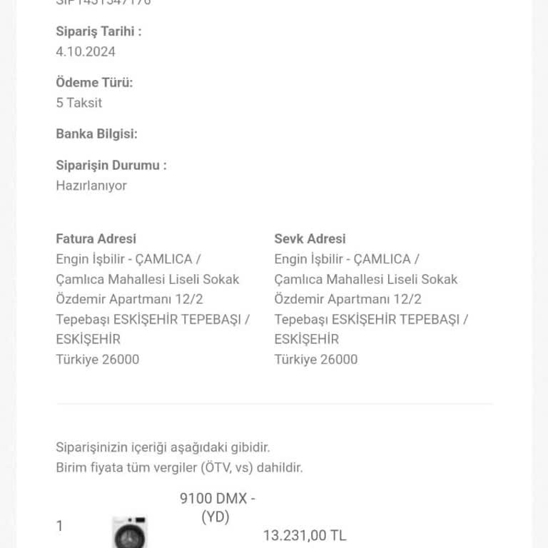 Revizyonlu Çamaşır Makinesi Sorunu