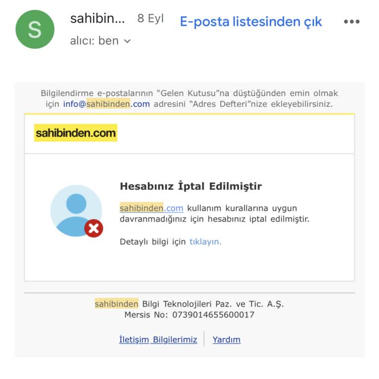 Haksız Üyelik İptali: Sahibinden.com Mağduriyeti