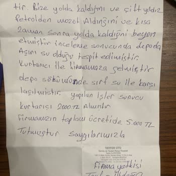 Yakıt Alımında Su Karışımı Mağduriyeti