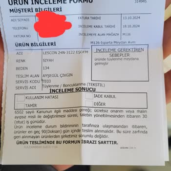 Lescon Eşofmanlarında Kalite Sorunu Ve İade Süreci