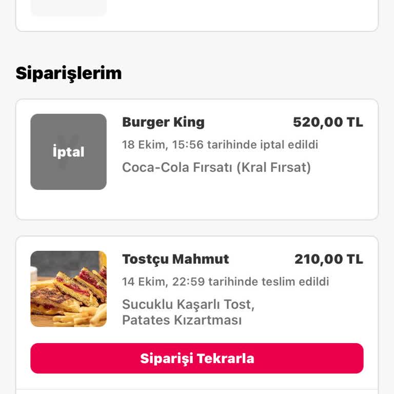 Yemek Sepeti'nde İletişim Sorunu Ve İptal Edilen Sipariş