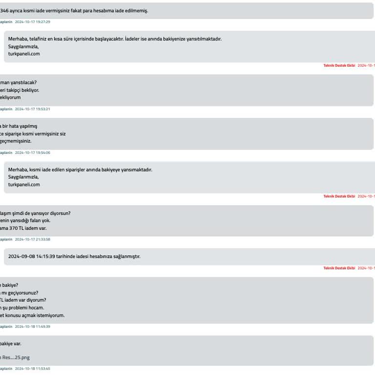 Turkpaneli Bakiye İadesi Sorunu