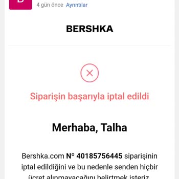Bershka Kuponlu Siparişim İptal Edildi, Müşteri Hizmetleri İlgisiz
