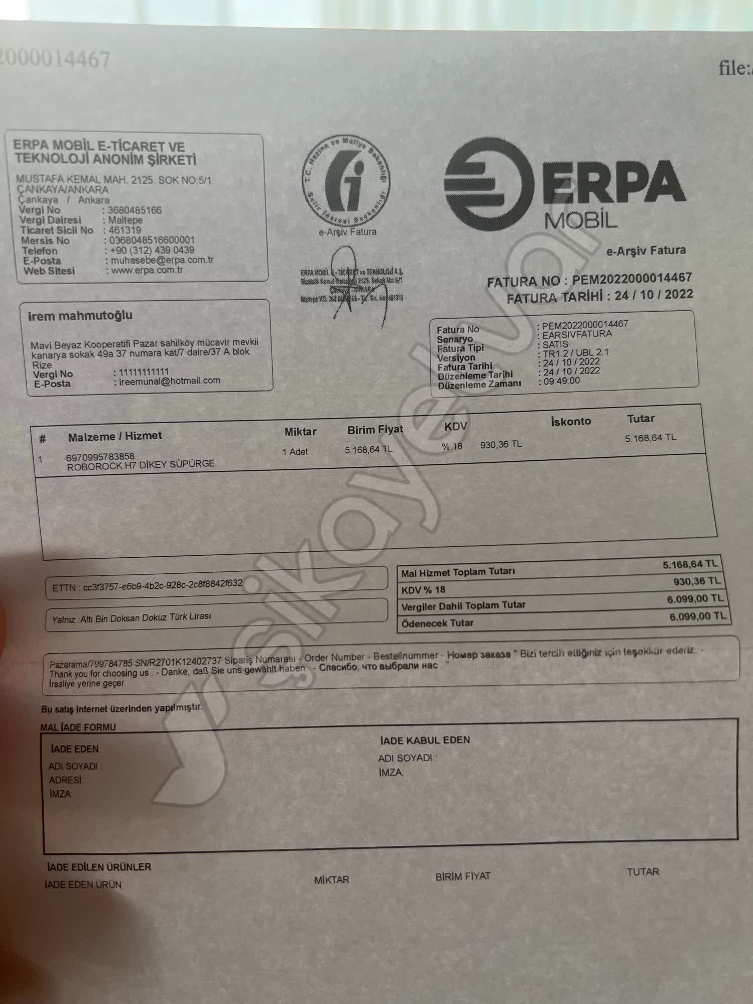 Roborock H7 Servis Kabusu: Kırık Ve Onarılamaz Cihaz - Şikayetvar
