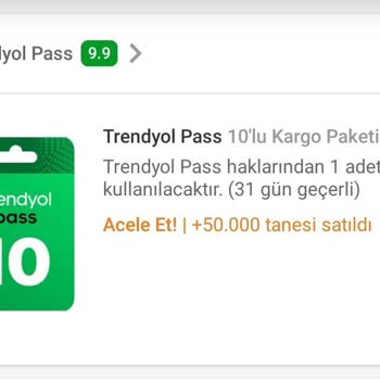 Trendyol Pass Paket Süresi Sorunu