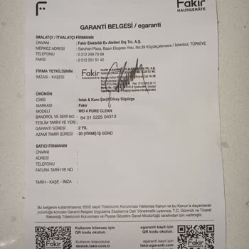 Fakir WD4 Su Püskürtme Sorunu