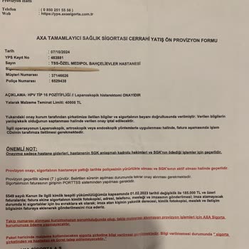 Sigorta Şirketinin Ameliyat Masrafını Karşılamaması