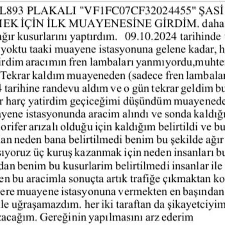 Tüvtürk Muayene İstasyonunda Yaşanan Sorunlar
