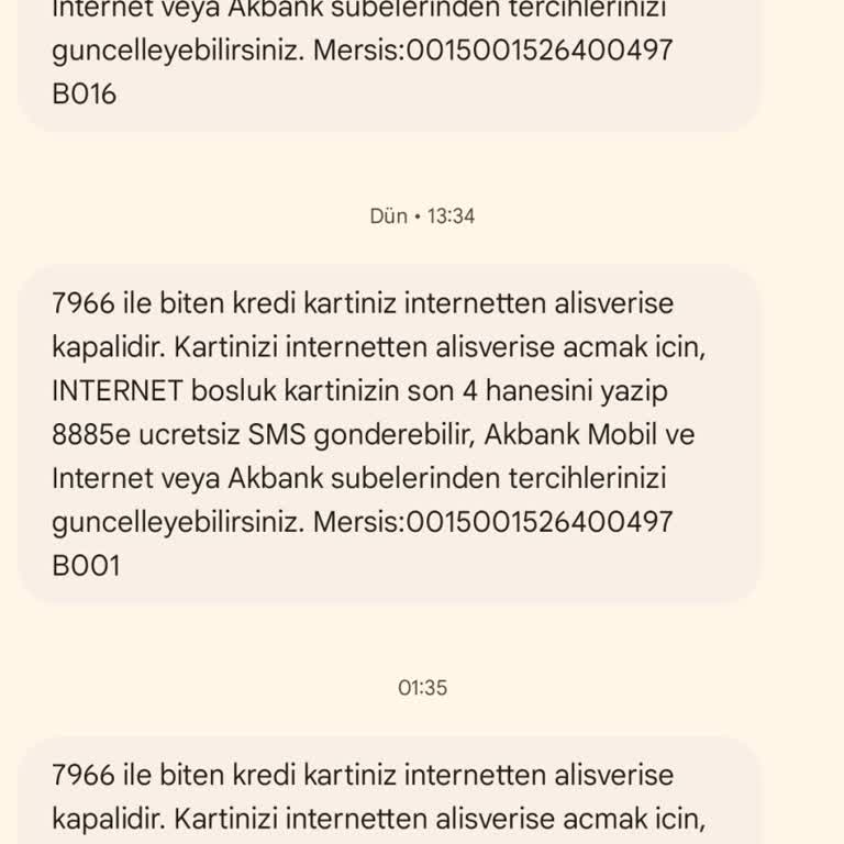 Akbank'tan Gece Gelen Anlam Verilemeyen Mesajlar