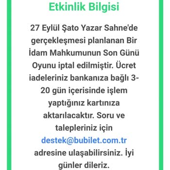 Tiyatro Biletinde Erteleme Ve Para İadesi Sorunu