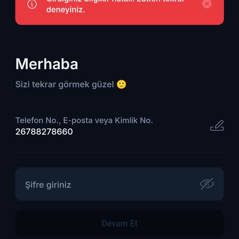 Üyelik Girişi Sorunu Ve İşlem Engeli