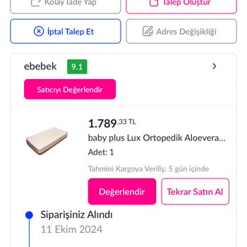 Bebek Yatağı Siparişim Hala Kargoya Verilmedi!