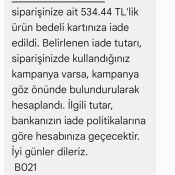 Getir Çarşı'da Ücret İadesi Sorunu
