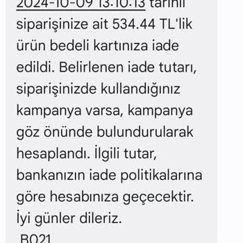 Getir Çarşı'da Ücret İadesi Sorunu