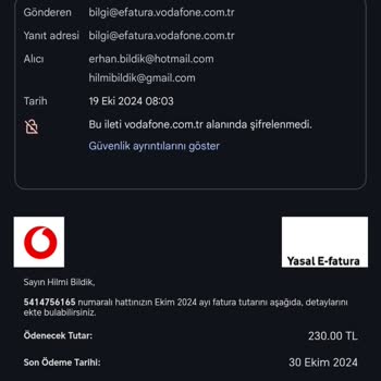Adıma Düzenlenen Sahte Vodafone Faturası