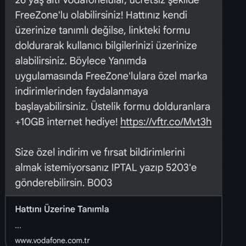 Vodafone FreeZone 26 Yaş Altı Kampanyasında Eksik Hizmet