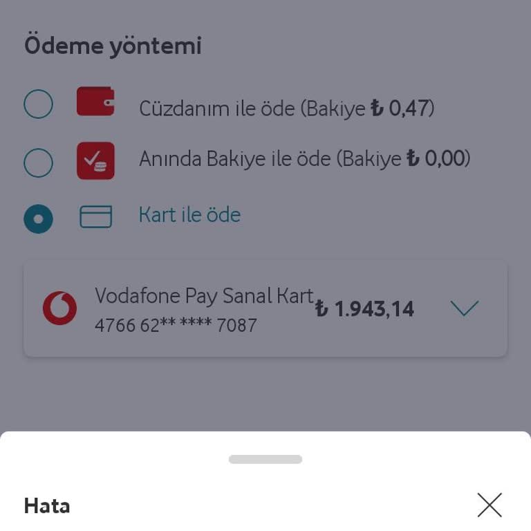 Vodafone Pay'da Kendi Paramla Mağduriyet