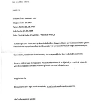 Nike Ayakkabı Garanti Sorunu Ve Müşteri Mağduriyeti