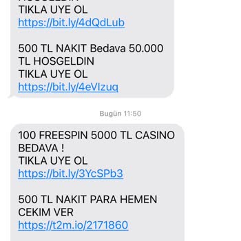 Vodafone Hattıma Gelen Bahis Mesajları