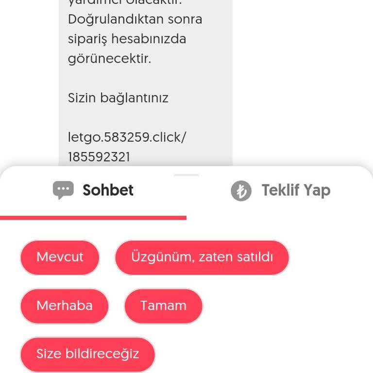 Letgo'da İlan Düzenleme Sonrası Destek Mesajı Ve Kart Sorunu